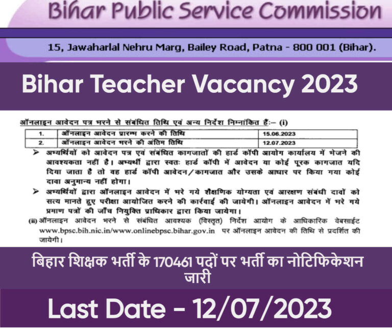 Bihar Teacher Vacancy 2023